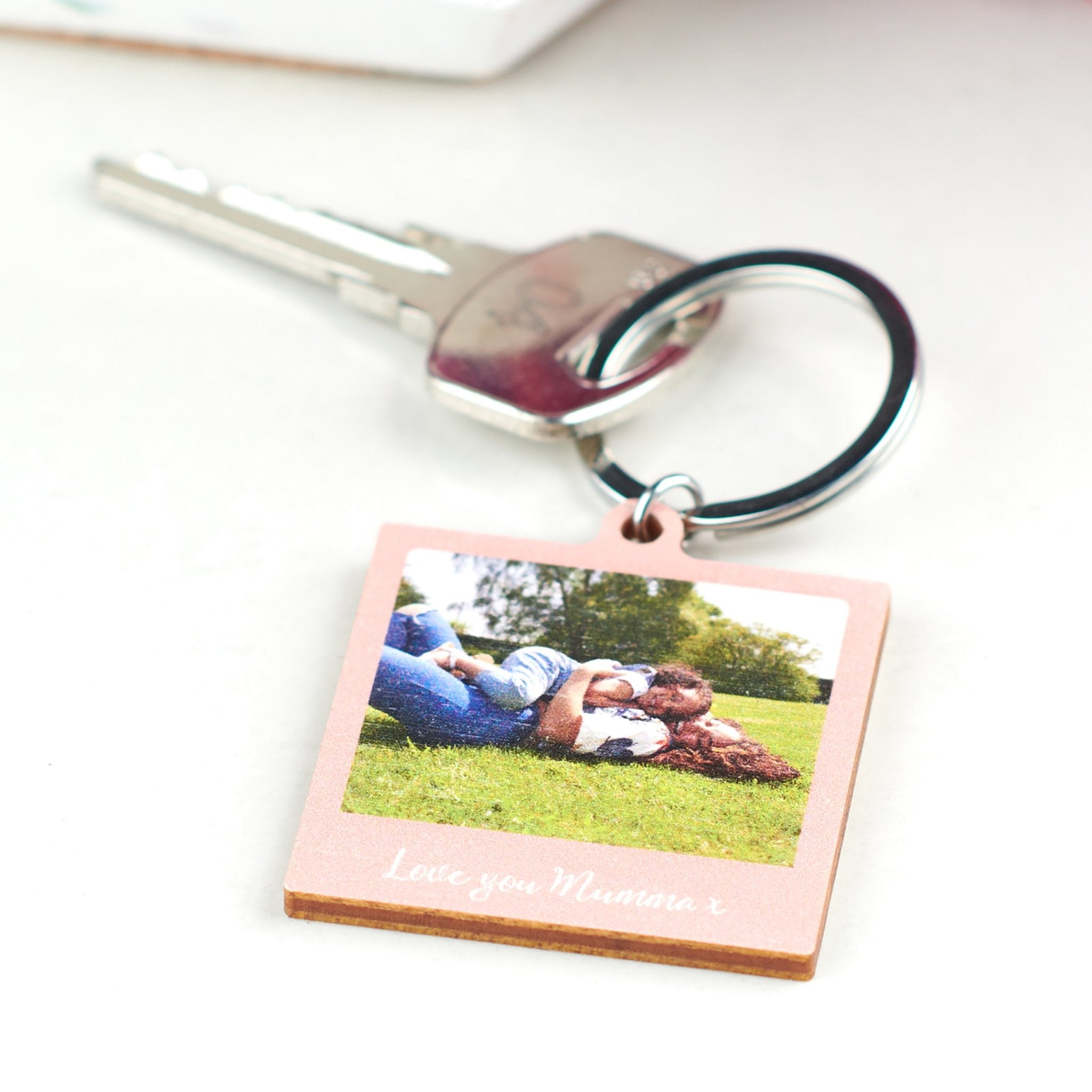 Oakdene Designs Keyrings Personalised Wooden Pastel Photo Keyring