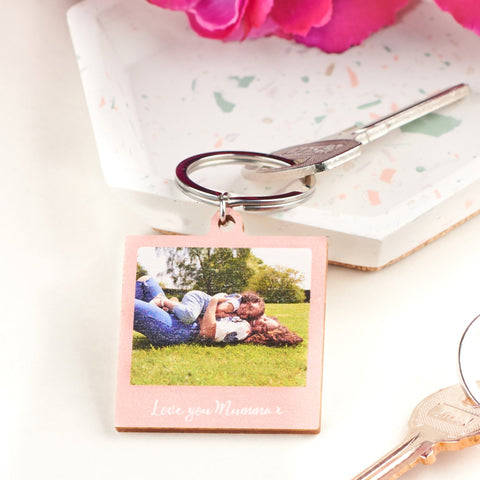 Oakdene Designs Keyrings Personalised Wooden Pastel Photo Keyring