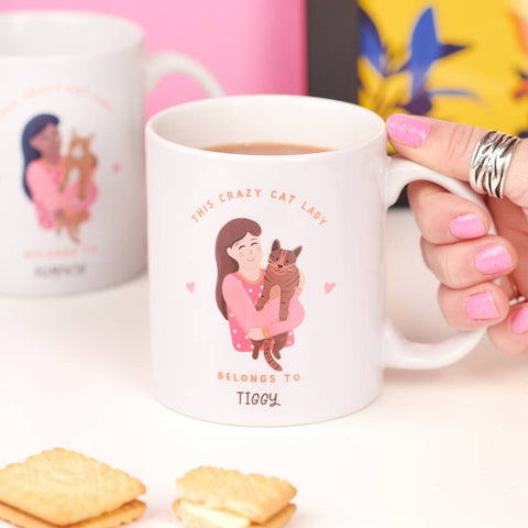 Oakdene Designs Mugs Personalised Crazy Cat Lady Mug