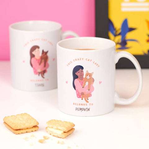 Oakdene Designs Mugs Personalised Crazy Cat Lady Mug