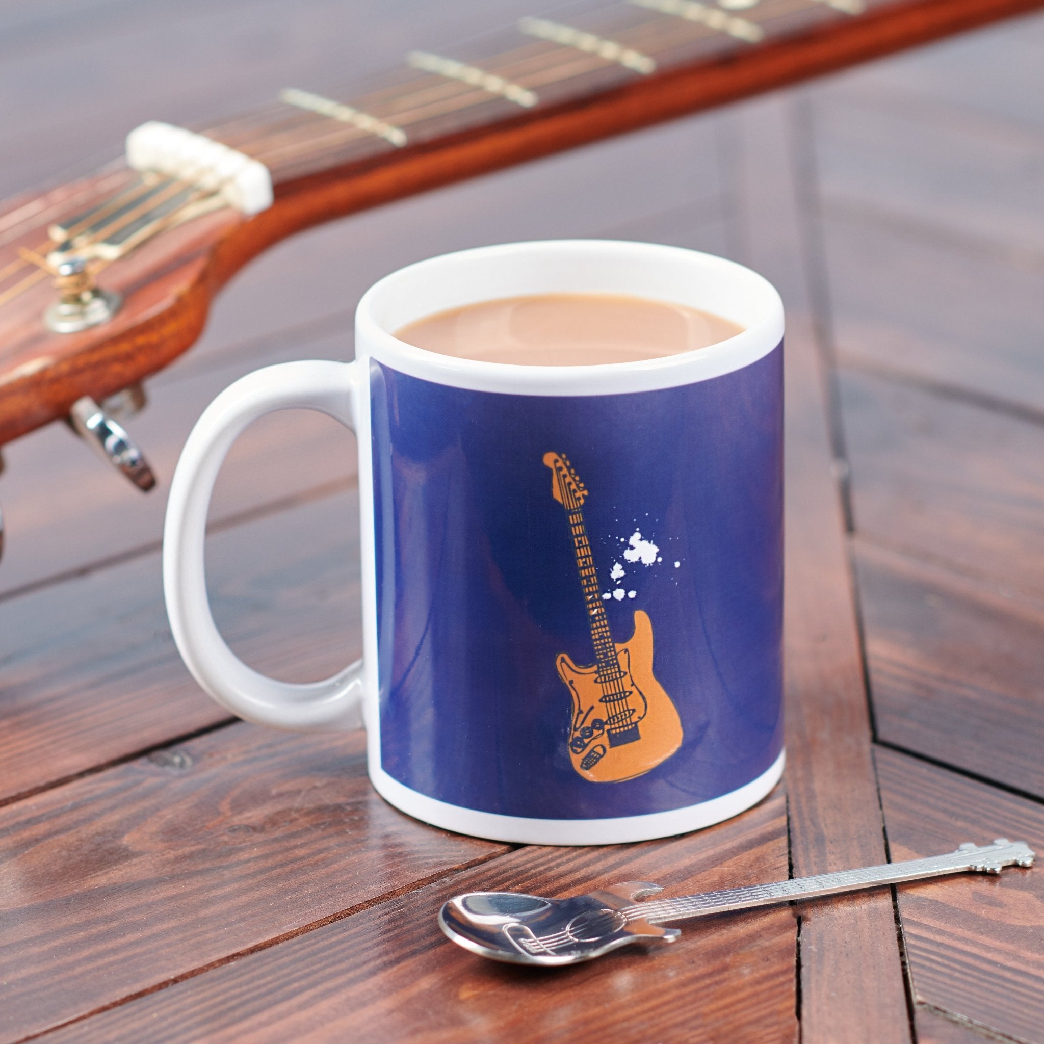 Oakdene Designs Mugs Personalised Guitar Mug And Spoon Gift Set