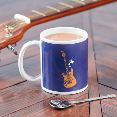 Oakdene Designs Mugs Personalised Guitar Mug And Spoon Gift Set