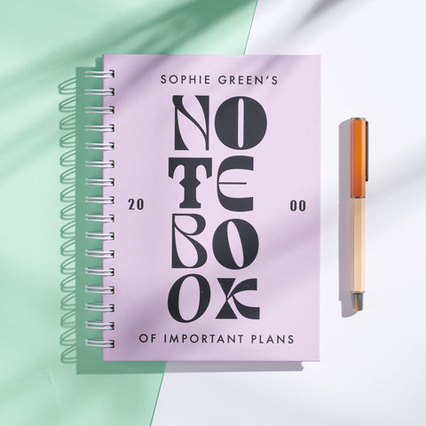 Oakdene Designs Notebooks Personalised Fun Typography Notebook