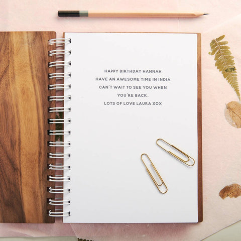 Oakdene Designs Notebooks Personalised Gold Travel Walnut Journal