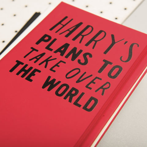 Oakdene Designs Notebooks Personalised Plans To Take Over The World Notebook