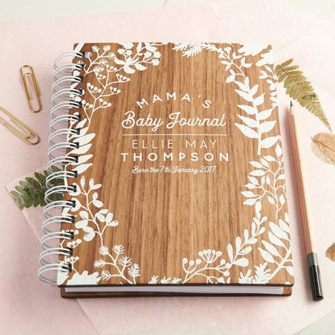 Oakdene Designs Notebooks Personalised Walnut Baby Journal