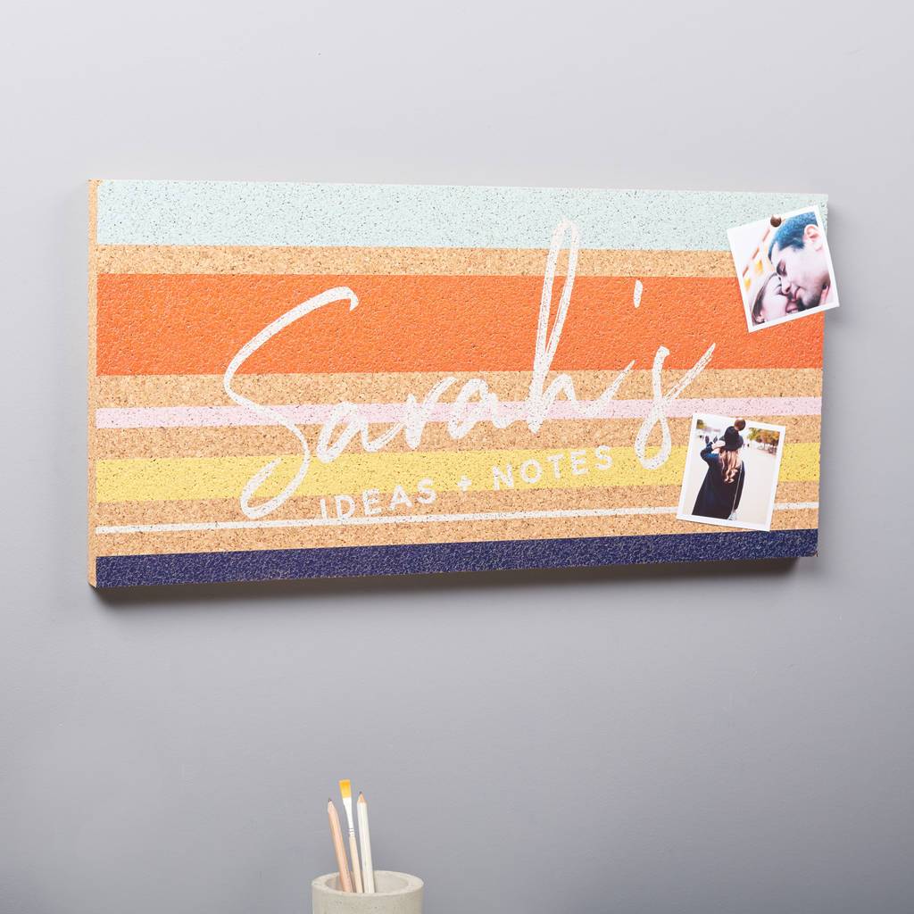 Oakdene Designs Noticeboards Personalised Striped Cork Pin Board