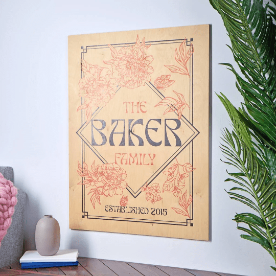 Oakdene Designs Personalised Large Retro Style Floral Family Print