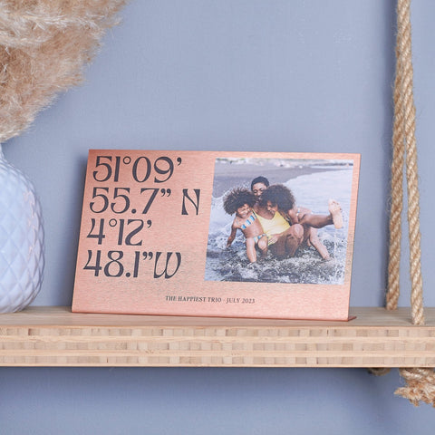 Oakdene Designs Photo Products Personalised Copper Coordinates And Photo Metal Print