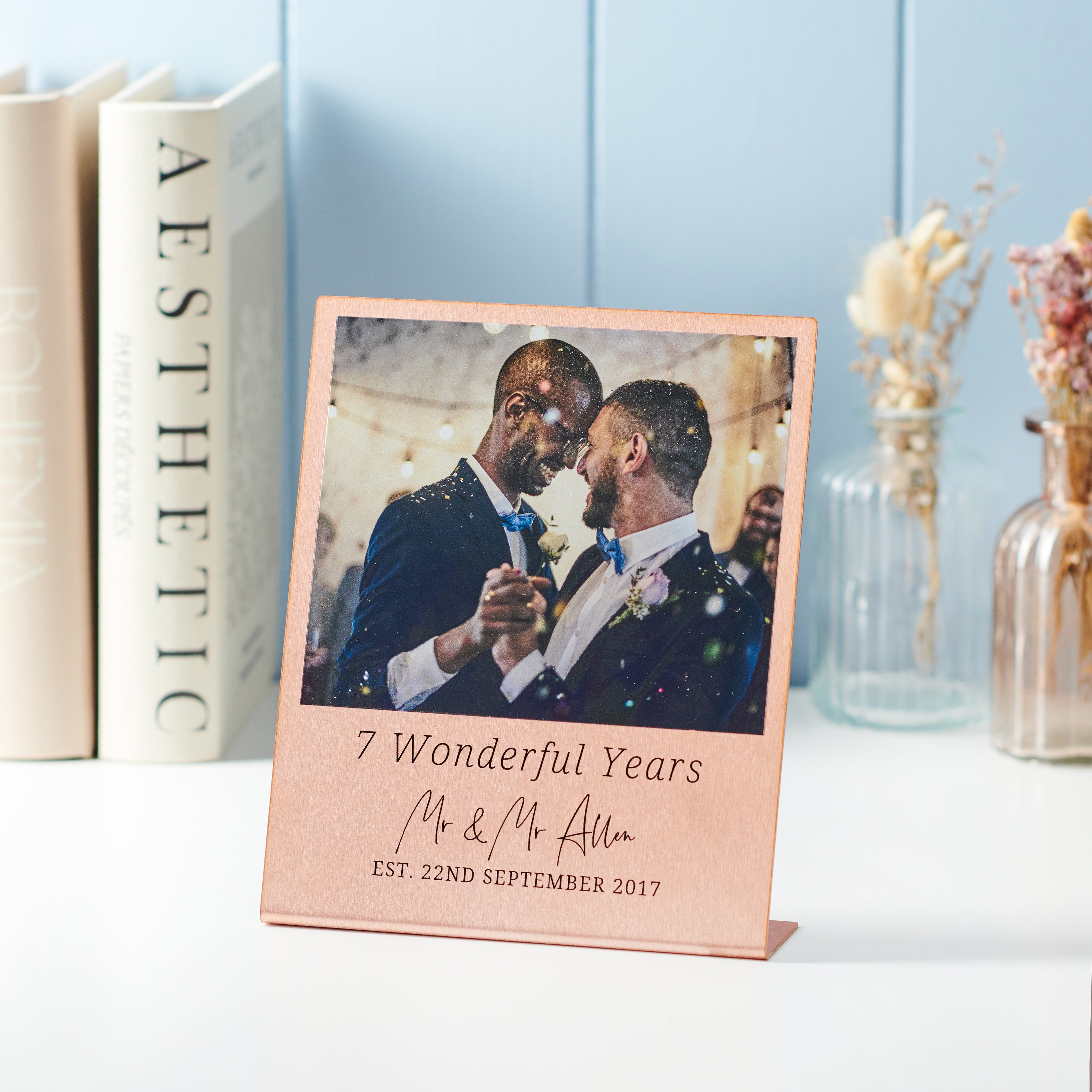 Oakdene Designs Photo Products Personalised Couples 7 Year Anniversary Copper Photo Print