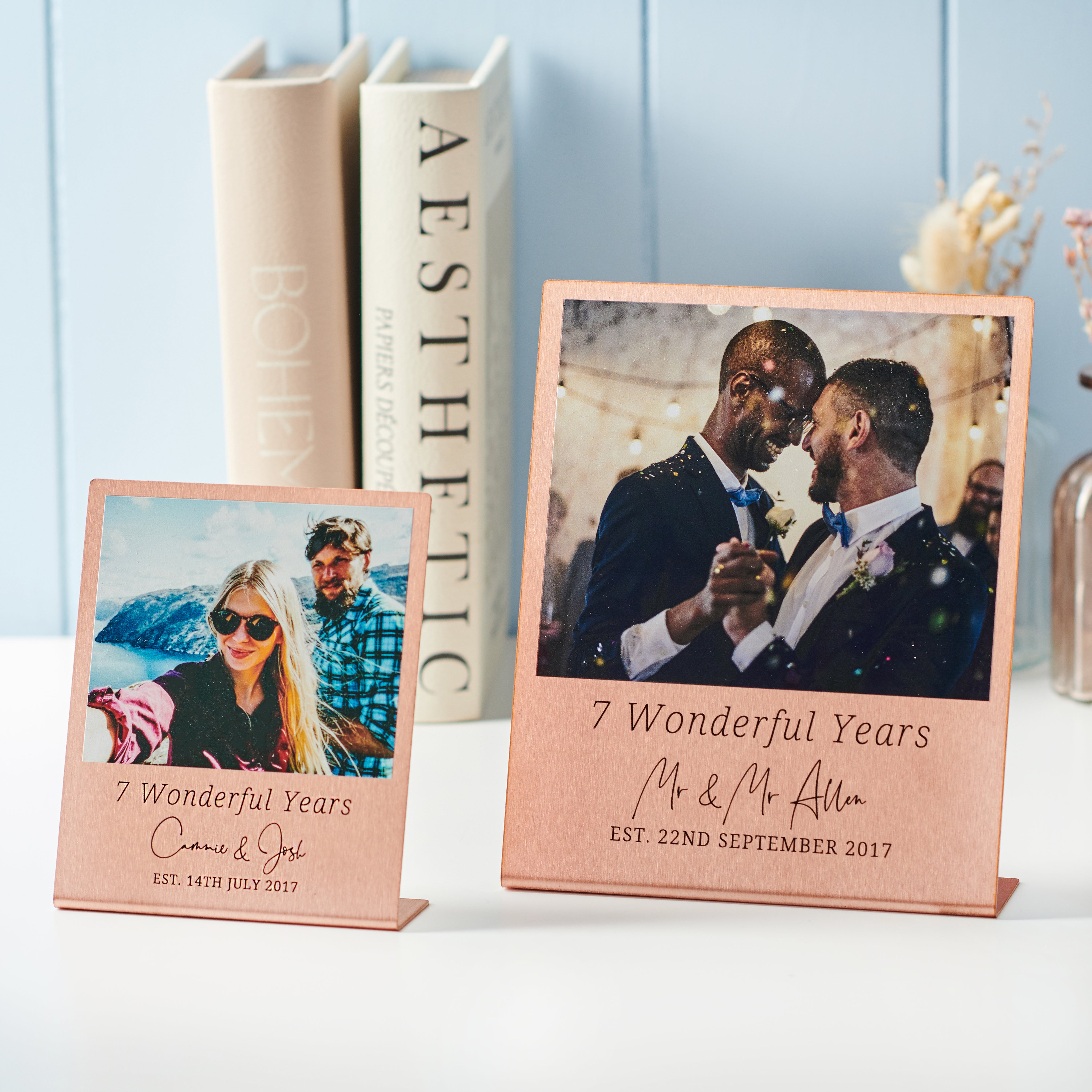 Oakdene Designs Photo Products Personalised Couples 7 Year Anniversary Copper Photo Print