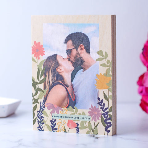 Oakdene Designs Photo Products Personalised Floral Birch Photo Block