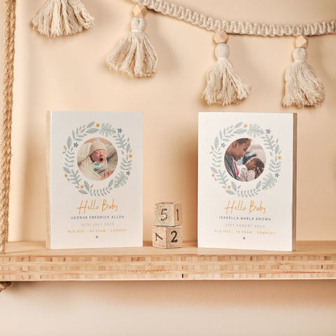 Oakdene Designs Photo Products Personalised 'New Baby' Photo Birch Block