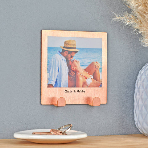 Oakdene Designs Photo Products Personalised Solid Copper Couples Photo Key Hook