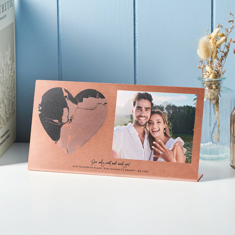 Oakdene Designs Photo Products Personalised Solid Copper Engagement Photo And Map Print