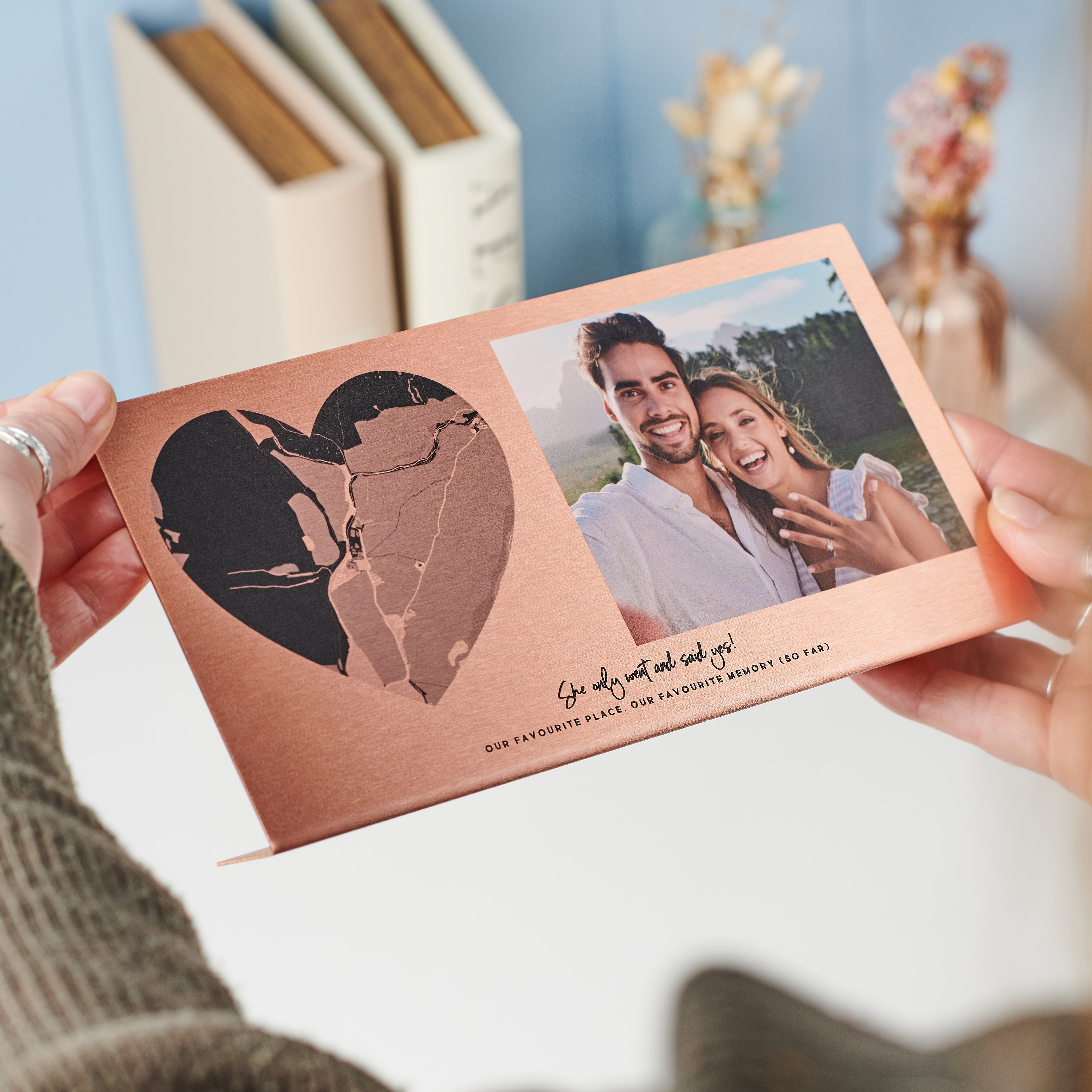 Oakdene Designs Photo Products Personalised Solid Copper Engagement Photo And Map Print