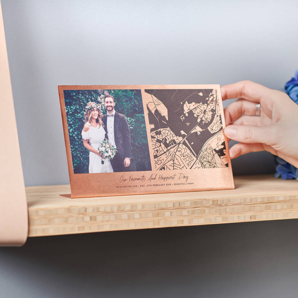 Oakdene Designs Photo Products Personalised Solid Copper Photo And Map Print