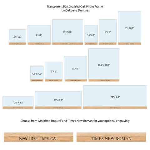 Oakdene Designs Photo Products Transparent Personalised Oak Photo Frame