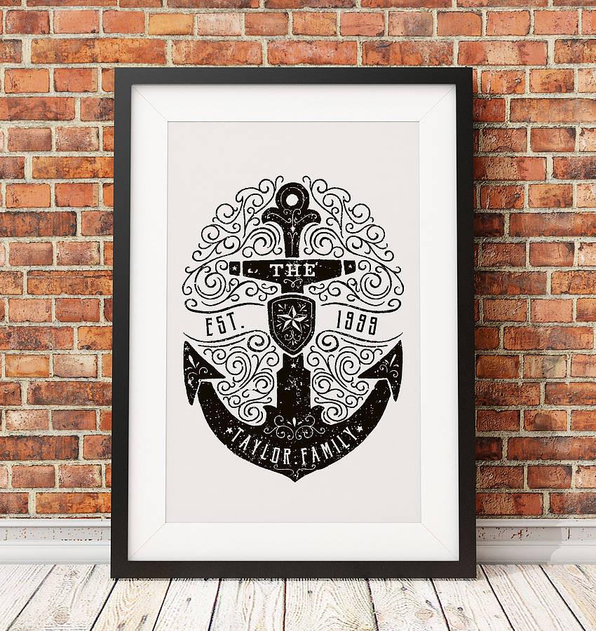 Oakdene Designs Prints Design One Personalised Nautical Family Print