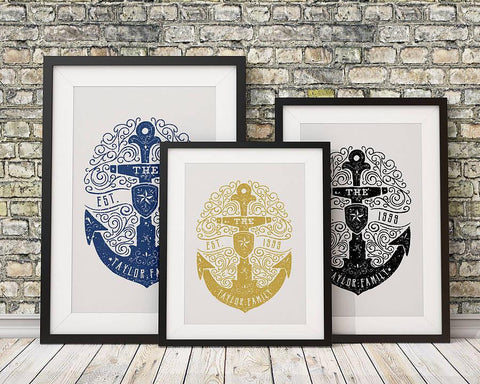 Oakdene Designs Prints Design One Personalised Nautical Family Print