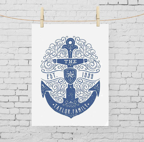 Oakdene Designs Prints Design One Personalised Nautical Family Print