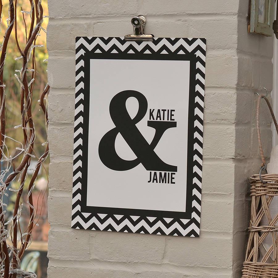 Oakdene Designs Prints Personalised Ampersand Couples Print