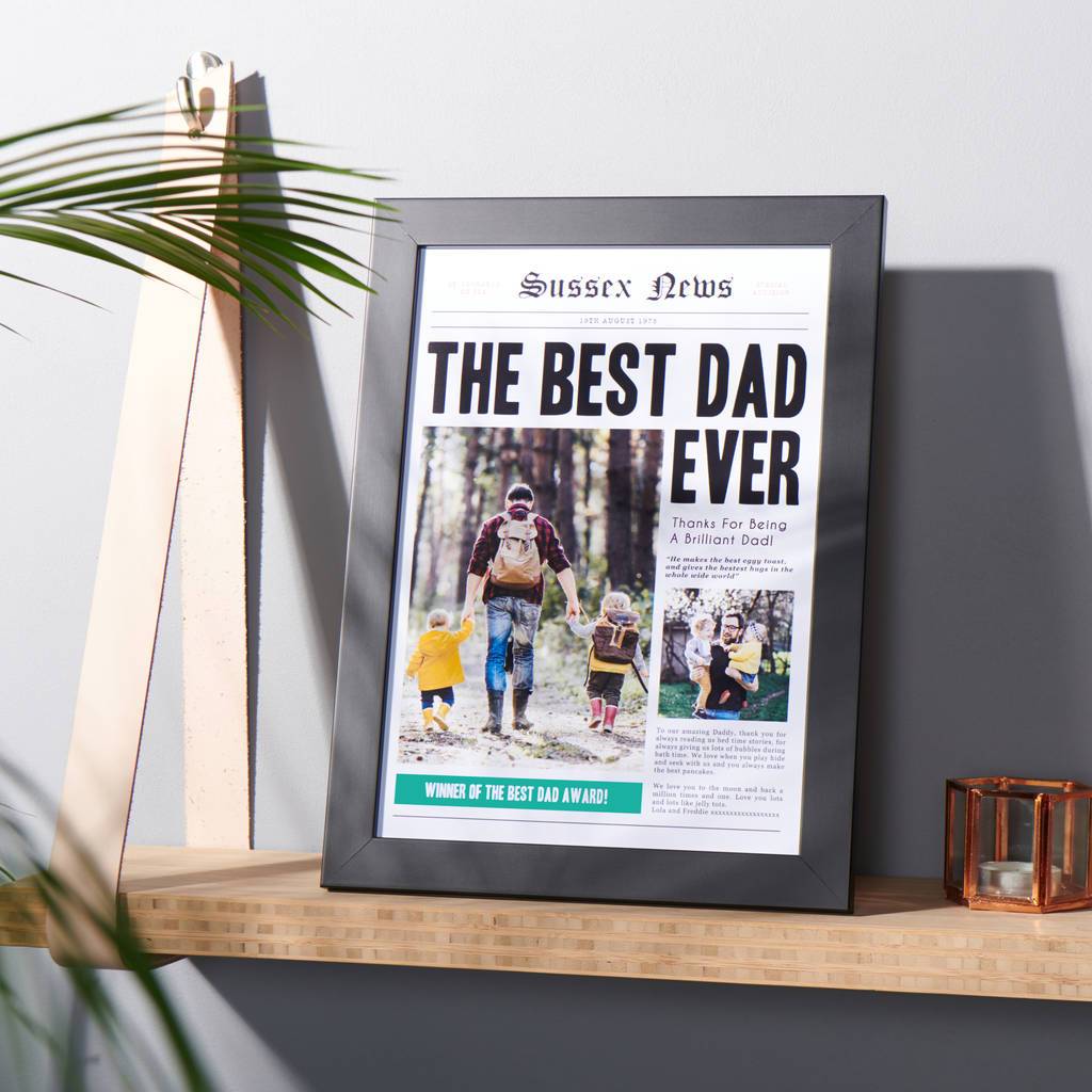 Oakdene Designs Prints Personalised Best Dad Newspaper Photo Print