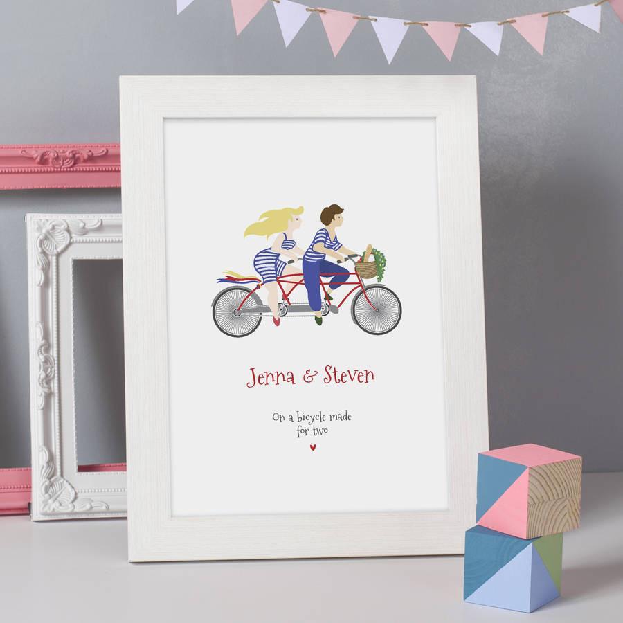 Oakdene Designs Prints Personalised 'Bicycle Made For Two' Print