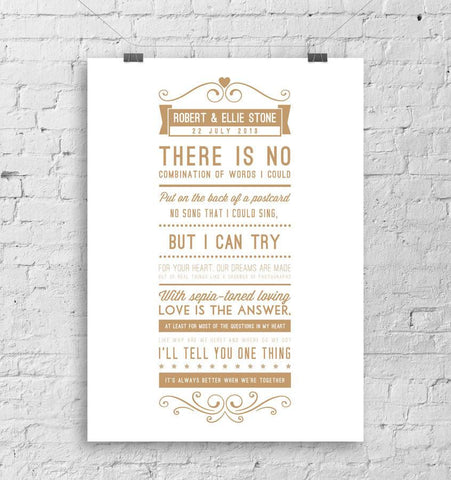 Oakdene Designs Prints Personalised First Dance Wedding Print