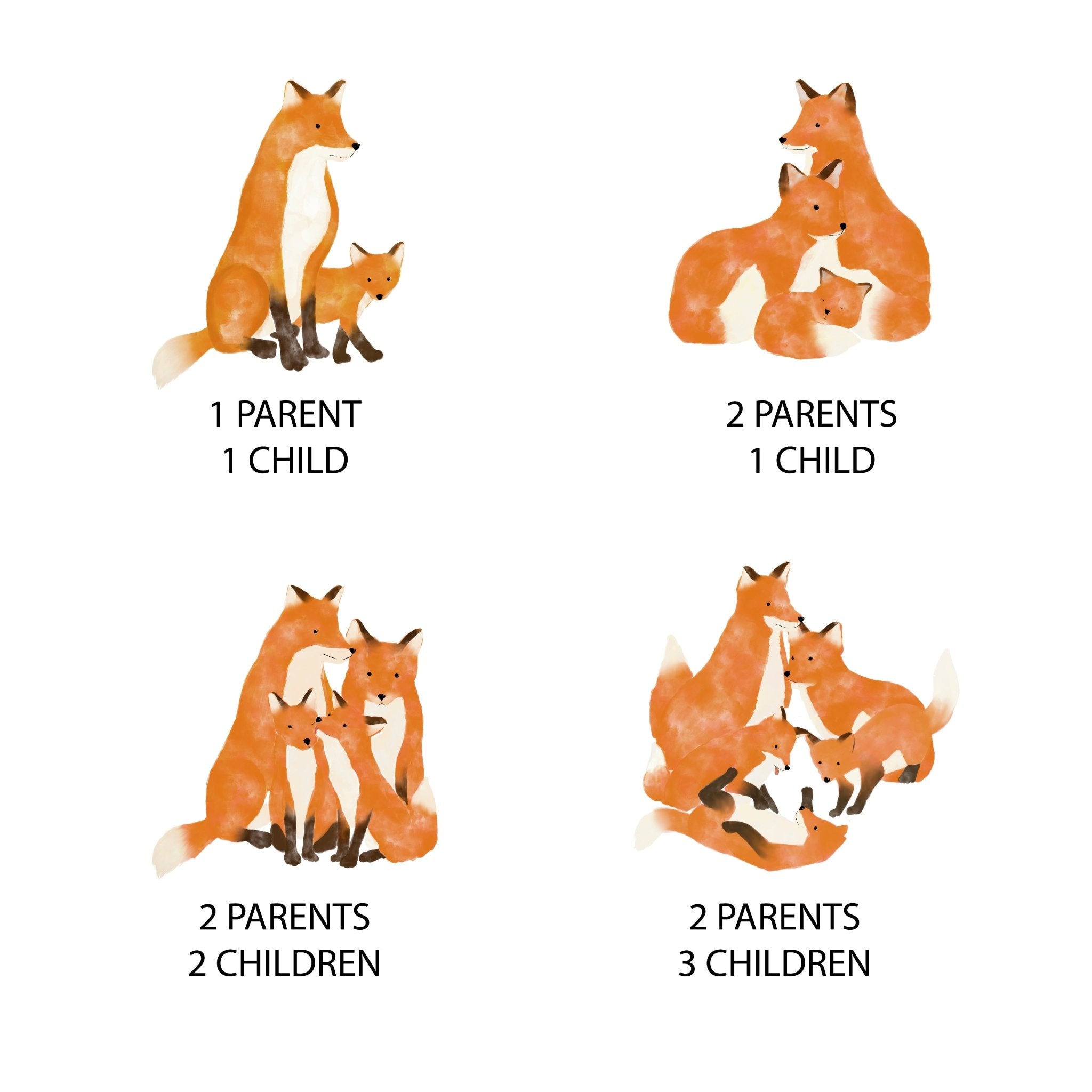 Oakdene Designs Prints Personalised Fox Family Print