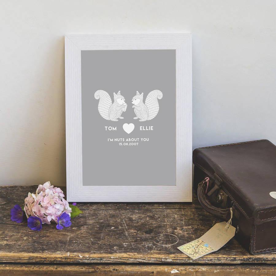 Oakdene Designs Prints Personalised 'I'm Nuts About You' Couples Print