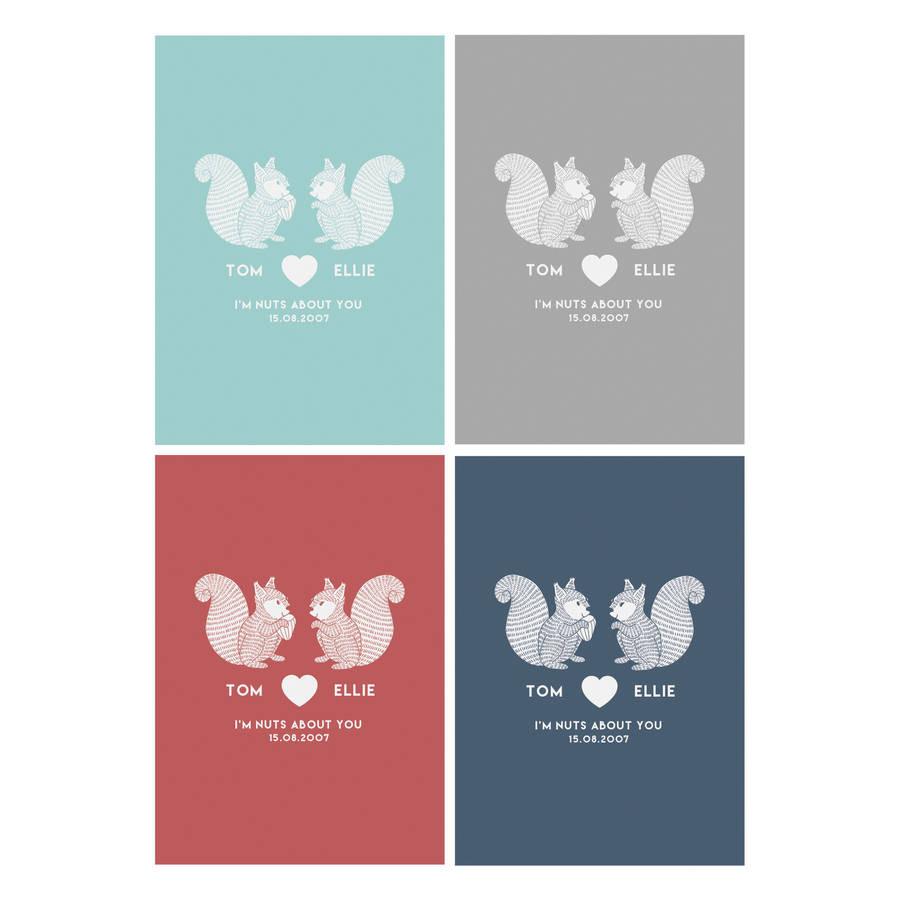 Oakdene Designs Prints Personalised 'I'm Nuts About You' Couples Print