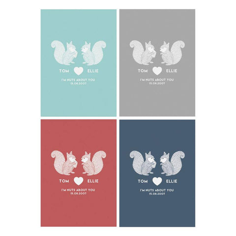 Oakdene Designs Prints Personalised 'I'm Nuts About You' Couples Print