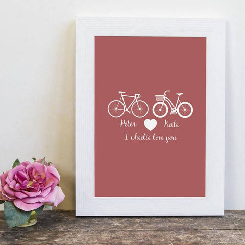 Oakdene Designs Prints Personalised 'I Wheelie Love You' Couples Print