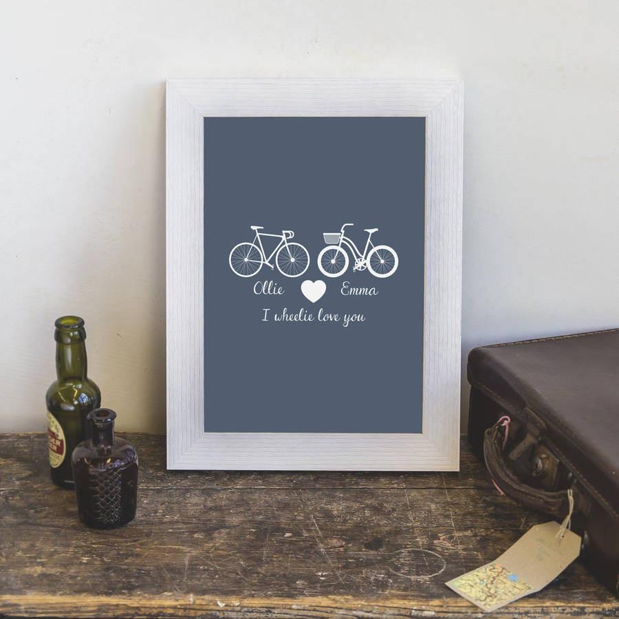 Oakdene Designs Prints Personalised 'I Wheelie Love You' Couples Print