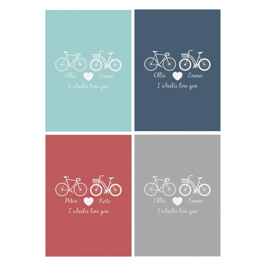 Oakdene Designs Prints Personalised 'I Wheelie Love You' Couples Print