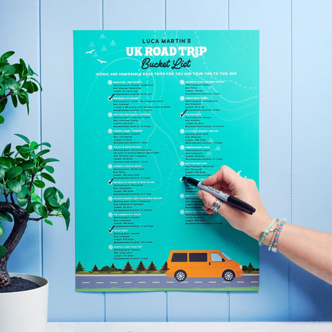 Oakdene Designs Prints Personalised Road Trip Bucket List Poster