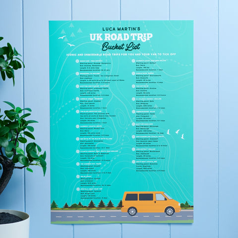 Oakdene Designs Prints Personalised Road Trip Bucket List Poster