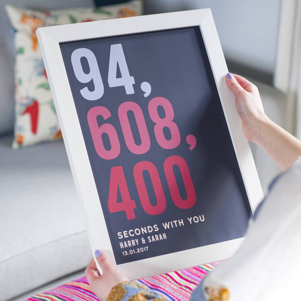 Oakdene Designs Prints Personalised Seconds Together Anniversary Print