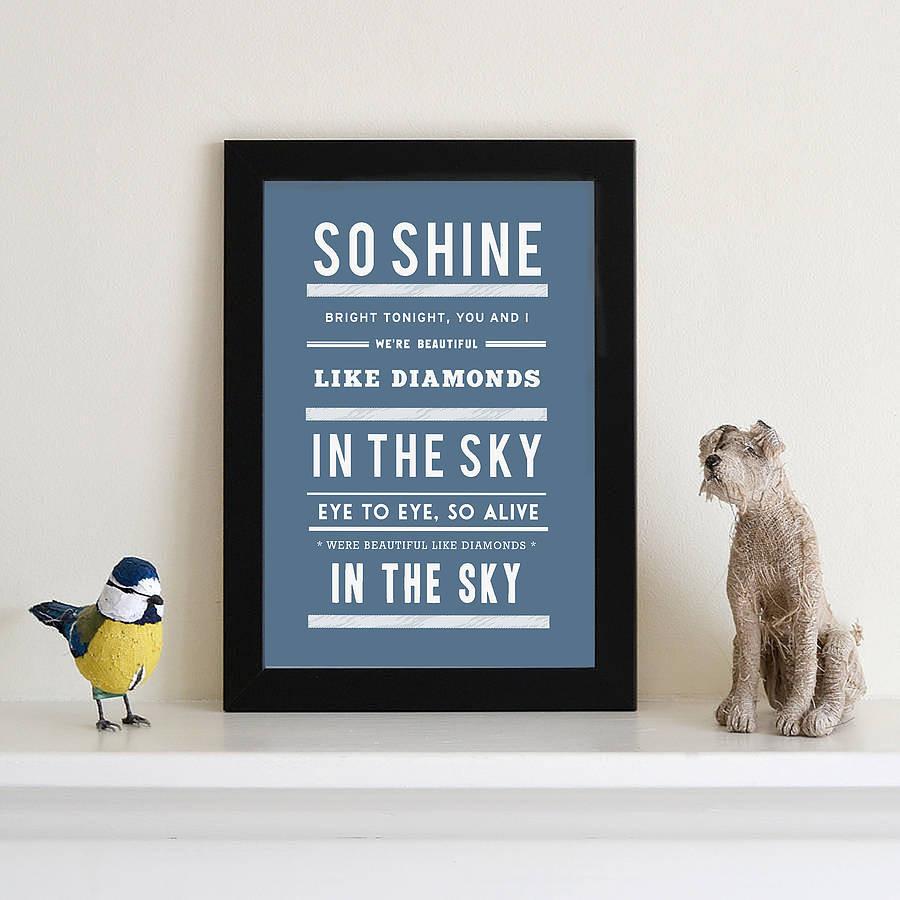 Oakdene Designs Prints Personalised Song Lyric Print