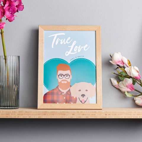 Oakdene Designs Prints Personalised 'True Love' Dog And Owner Portrait Print