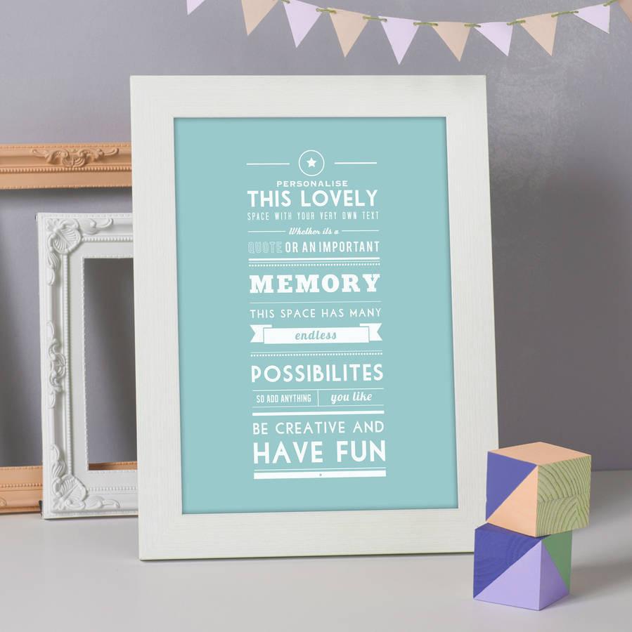 Oakdene Designs Prints Personalised Typographic Quote Print