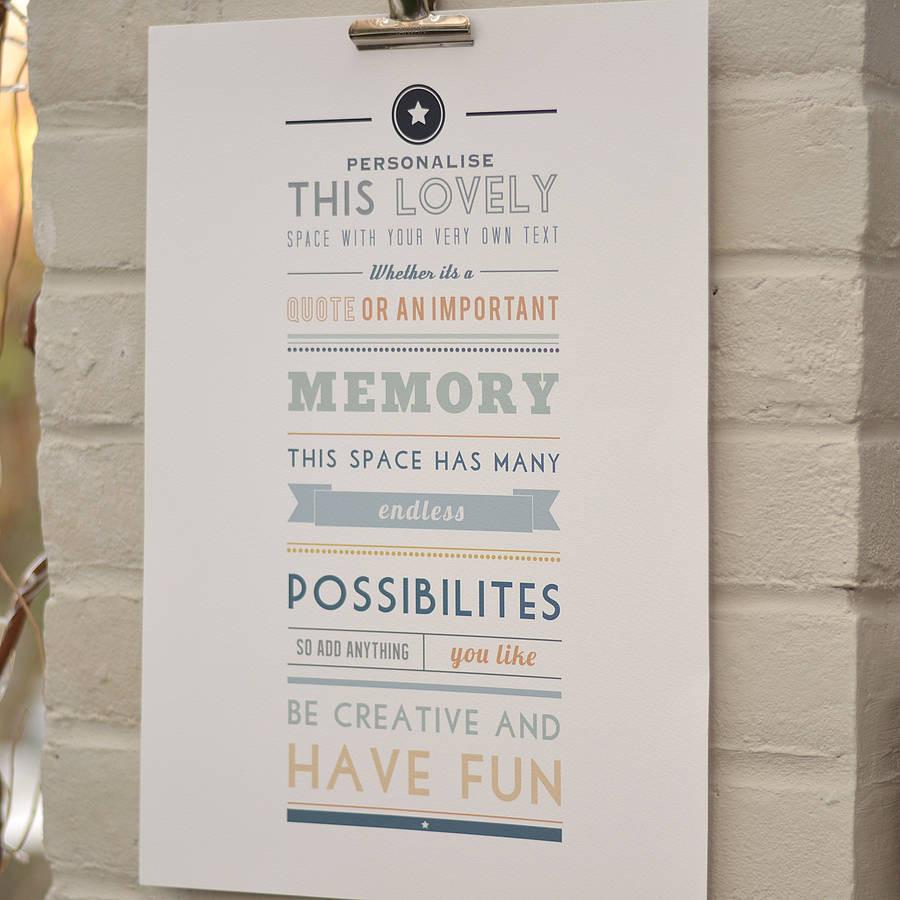 Oakdene Designs Prints Personalised Typographic Quote Print