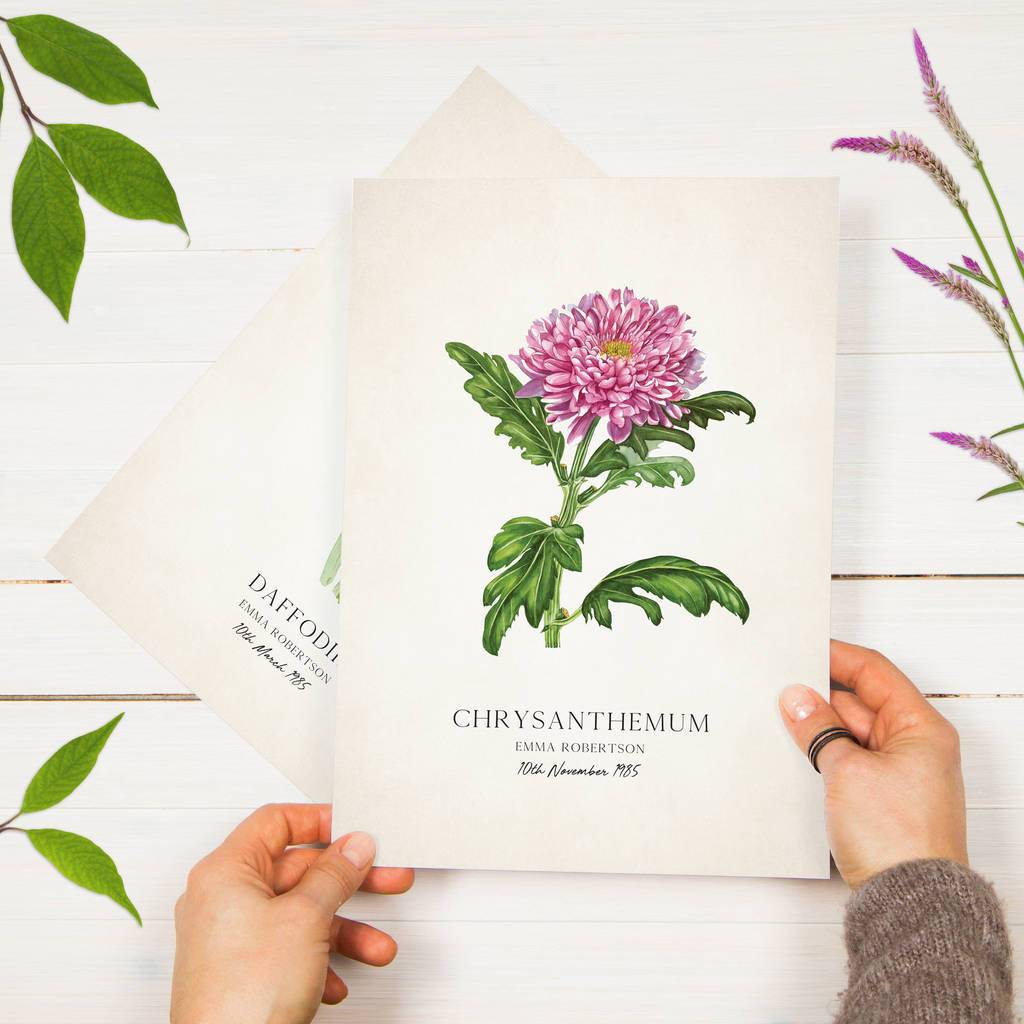 Oakdene Designs Prints Personalised Wild Flower Birth Date Print