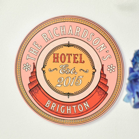 Oakdene Designs Sign Personalised Vintage Style Family Hotel Wooden Sign