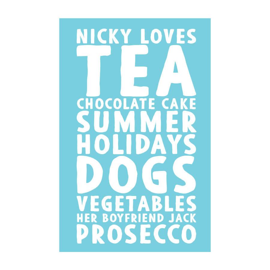 Oakdene Designs Tea Towels Personalised Loves Tea Towel