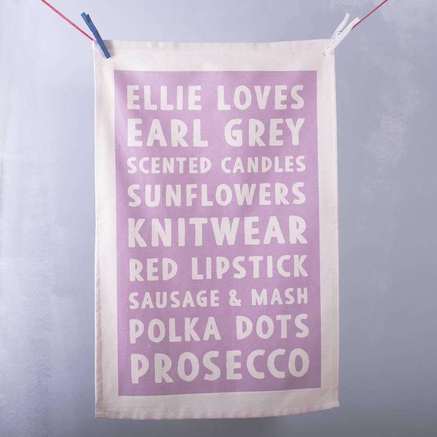 Oakdene Designs Tea Towels Personalised Loves Tea Towel