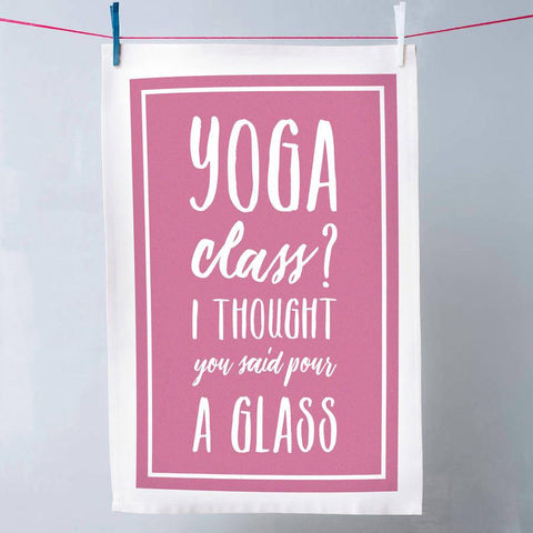 Oakdene Designs Tea Towels 'Yoga Class?' Tea Towel