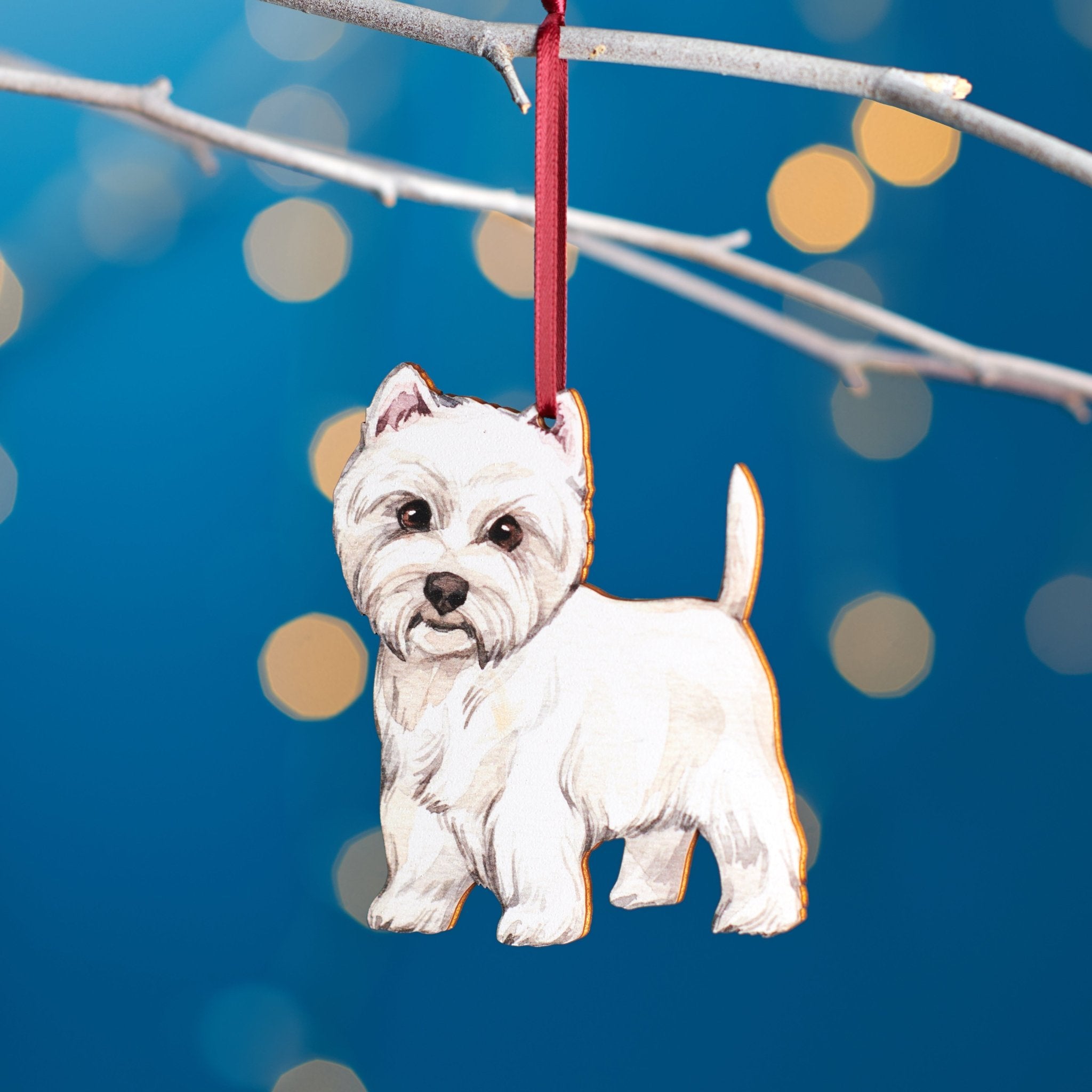 Painted Dog Wooden Christmas Decoration - Oakdene Designs