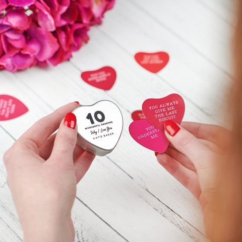 Personalised 10 Reasons I Love You Heart Tin - Oakdene Designs